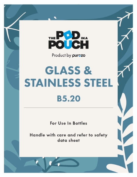 Pod in a Pouch Glass & Stainless Steel Cleaner Label For Bucket