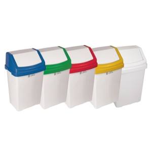 50L White Swing Bin & Colour Coded Lid